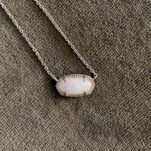 Kendra Scott Elisa necklace, silver, White Kyocera Opal